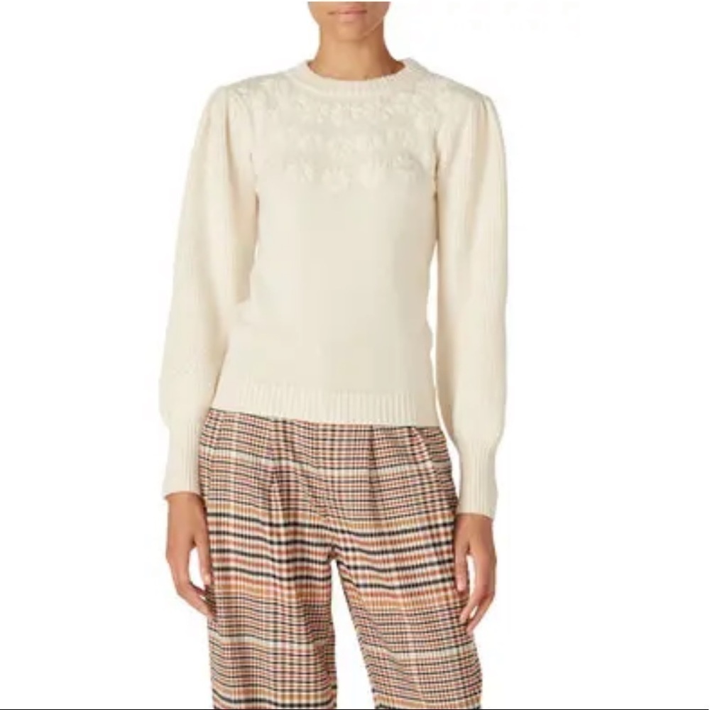 Louna Embroidered Puff Sleeve Sweater
